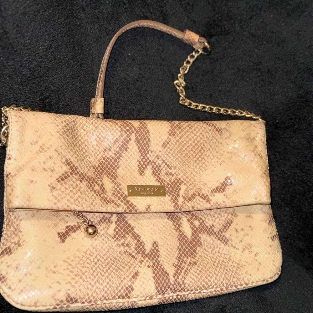Kate Spade Tan Clutch with Gold Accents